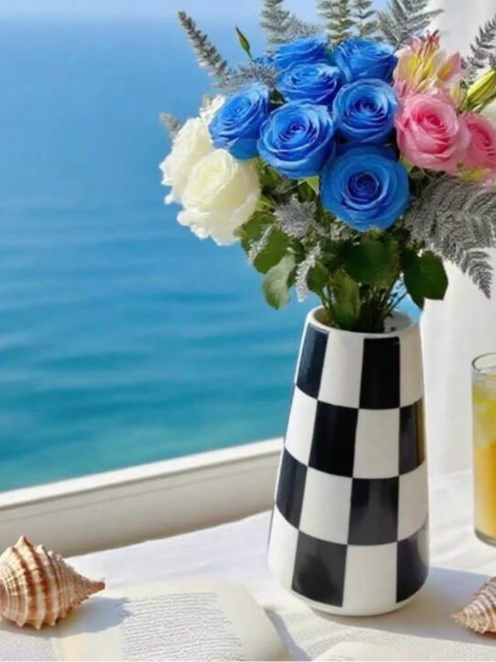 NEW Checkerboard Ceramic Vase